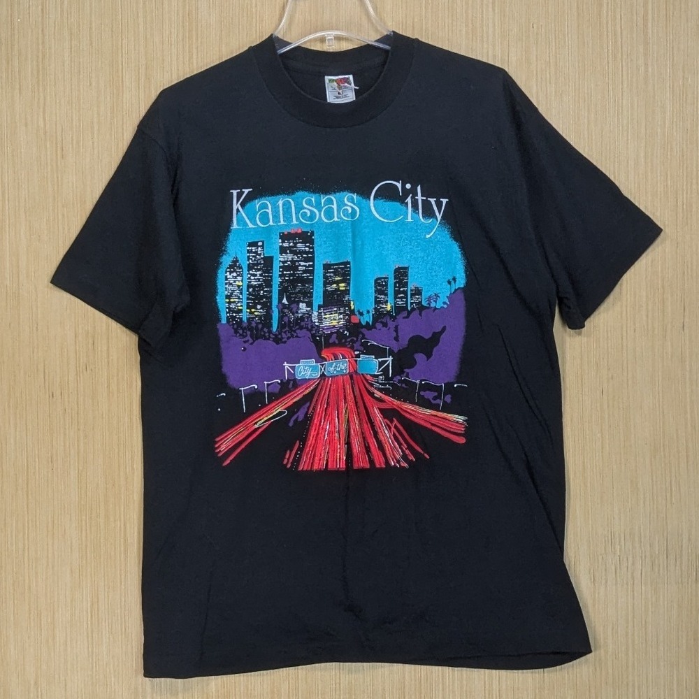 Vintage Kansas City Graphic T Shirt Fruit of the Loom Single Stitch Men's Large